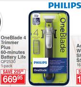 Philips OneBlade 4 trimmer Plus 60 Minute Battery Life QP2530-Per 1 Pack