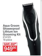 wahl aqua groom showerproof 16 piece lithium ion grooming kit