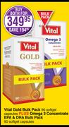 Vital Gold Bulk Pack 90 Softgel Cap Plus Omega 3 Concentrate EPA & DHA Bulk Pack 90 Softgel Cap-Both