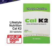 Lifestyle Nutrition Cal K2 30 Tablets