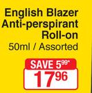 Yardley English Blazer Anti Perspirant Roll On Assorted-50ml