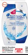 Head & Shoulders Shampoo-400ml Or Conditioner Assorted-360ml Each