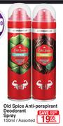 Old Spice Anti Perspirant Deodorant Spray Assorted-150ml Each
