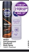 Nivea Anti Perspirant Deodorant Body Spray Assorted-2 x 150ml