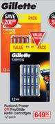 Gillette Fusion 5 Power Or Pro Glide Refill Cartridges 12 Pack-Each