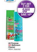 Home Butler All Purpose Or Bathroom Cleaner Assorted-For 2 x 400ml