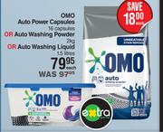 Omo Auto Power Capsules 16 Capsules, Auto Washing Powder 2kg Or Auto Washing Liquid 1.5L-Each