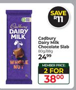 Cadbury Dairy Milk Chocolate Slab-For 2 x 80g/88g