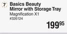 Basics Beauty Mirror With Storage Tray Magnification X1