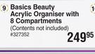 Basics Beauty Acrylic Organiser With 8 Compartments