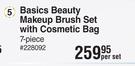 Basics Beauty Makeup Brush Set With Cosmetic Bag 7 Piece-Per Set