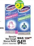 Benylin Wet Cough Mucus Relief Assorted-200ml Each