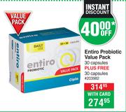 Entiro Probiotic Value Pack-30 Capsules Plus Free 30 Capsules