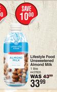 Lifestyle Food Unsweetened Almond Milk-1L