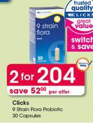  Clicks 9 Strain Flora Probiotic 30 Capsules-For 2