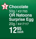 Kinder Chocolate 50g Or Natoons Surprise Egg 20g-Each