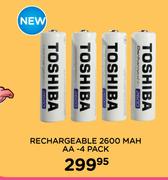 Toshiba Rechargeable 2600 MAH AA-4 Pack