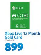 Xbox Live 12 Month Gold Card