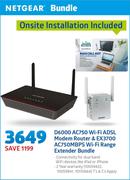 Netgear D6000 AC750 Wi-Fi ADSL Modem Router & EX3700 AC750MBPS Wi-Fi Range Extender Bundle