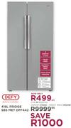 Defy 418Ltr Fridge SBS Met DFF442