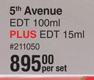 Elizabeth Arden 5th Avenue EDT 100ml Plus EDT 15ml-Per Set