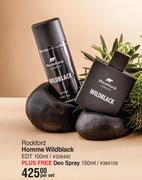 Rockford Homme Wildblack EDT 100ml Plus Free Deo Spray 150ml-Per Set