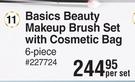 Basics Beauty Makeup Brush Set With Cosmetic Bag 6 Piece-Per Set