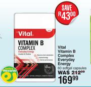 Vital Vitamin B Complex Everyday Energy 60 Softgel Capsules