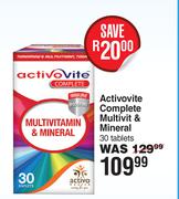 Activovite Complete Multivit & Mineral 30 Tablets