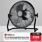 Milex 30cm Rechargeable Floor Fan MRF002-MG-5546F 850003826-Each