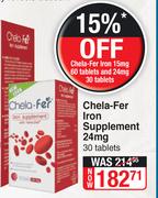 Chela-Fer Iron Supplement 24mg-30 Tablets