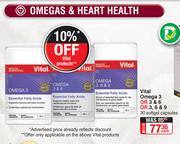 Vital Omega 3 Or 3&6 Or 3,6 &9-30 Softgel Capsules Each