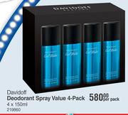 Davidoff Deodorant Spray Value-4 s 150ml Per Pack