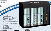 Hugo Boss Deodorant Spray Value-4 Per Pack