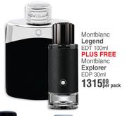 Montblanc Legend EDT 100ml + Free Montblanc Explorer EDP 30ml-Per Pack