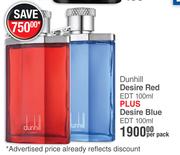 Dunhill Desire Red EDT 100ml + Desire Blue EDT 100ml-Per Pack