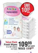 Baby Things Fresh Wipes-6 x 80 Wipes Value Pack