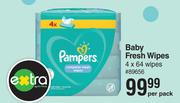 Pampers Baby Fresh Wipes-4 x 64 Wipes Per Pack