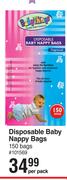 Baby Things Disposable Baby Nappy Bags-150 Bags Per Pack