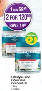 Lifestyle Food Odourless Coconut Oil-2 x 1Ltr