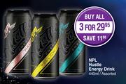 NPL Hustle Energy Drink Assorted-For 3 x 440ml