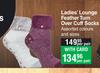 Heat Holders Ladies Lounge Feather Turn Over Cuff Socks Assorted Colours & Sizes-Per Pair