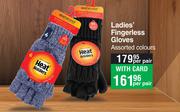 Heat Holders Ladies Fingerless Glover Assorted Colours-Per Pair