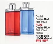 Dunhill Desire Red EDT 100ml Plus Desire Blue EDt 100ml-Per Set