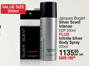 Jacques Bogart Silver Scent Intense EDP 200ml Plus Infinite Silver Body Spray 200ml-Per Set