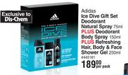 Adidas Ice Dive Gift Set Deodorant Natural Spray-75ml Per Pack