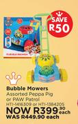 Bubble Mowers Assorted Peppa Pig Or Paw Patrol HTI-1416309 Or HTI-1384205-Each