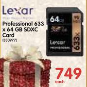 Lexar Professional 633x 64GB SDXC Card