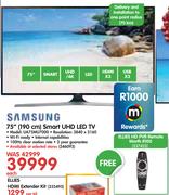 Samsung 75" (190cm) Smart UHD LED TV UA75MU7000