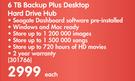 Seagate 6TB Backup Plus Desktop Hard Drive Hub-Each